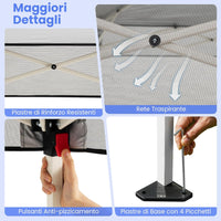 Gazebo Pop-up da Esterno 182 x 182 cm, Gazebo Pieghevole con 1 Parete Laterale, Gambe Inclinabili Regolabili e 4 Picchetti, Tendone Impermeabile per Feste, Campeggio e Picnic (Bianco)