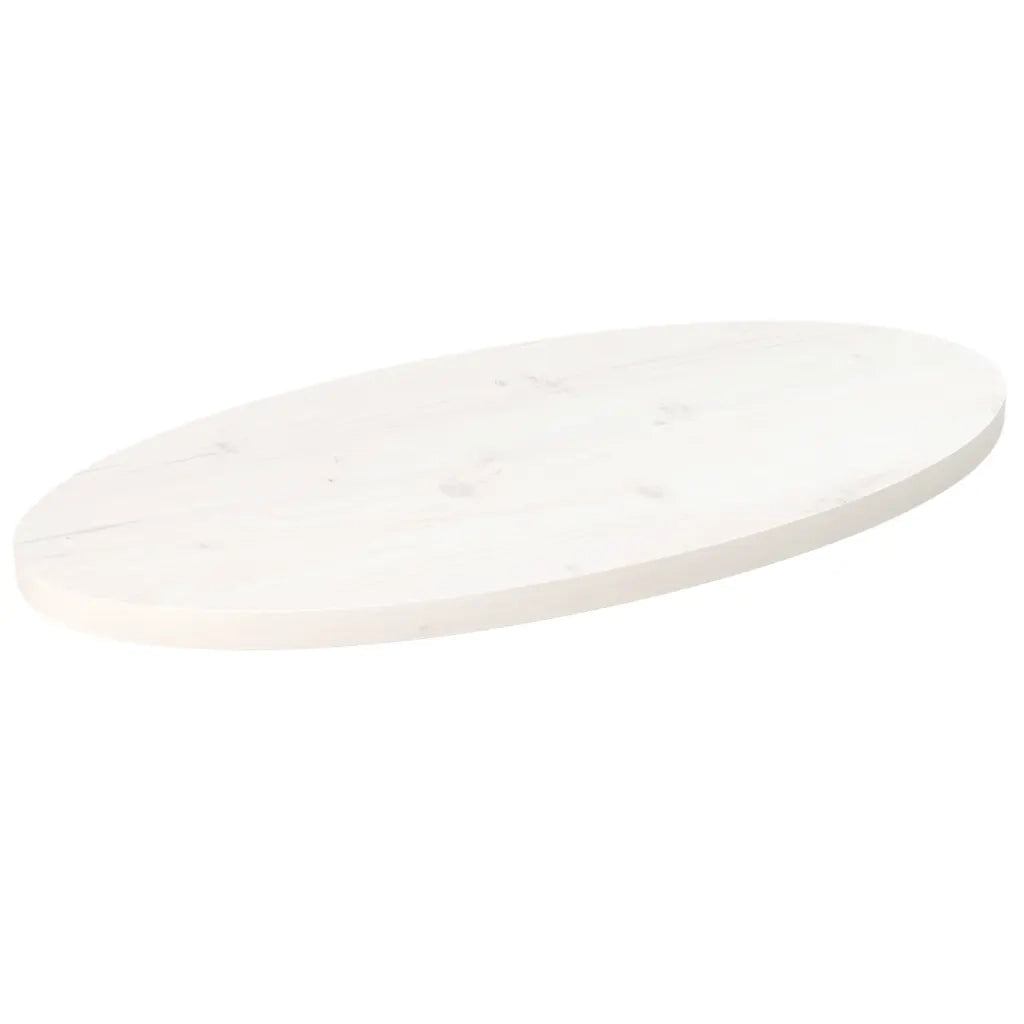 Piano Tavolo Bianco 80x40x2,5cm in Legno Massello di Pino Ovalecod mxl 120094