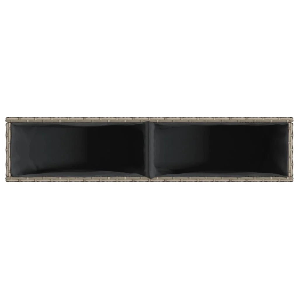 Fioriera rialzata per piante fiori terrazza giardino con 2 vasi 90 x 20 x 40 cm resina intrecciata grigia 02_0038083