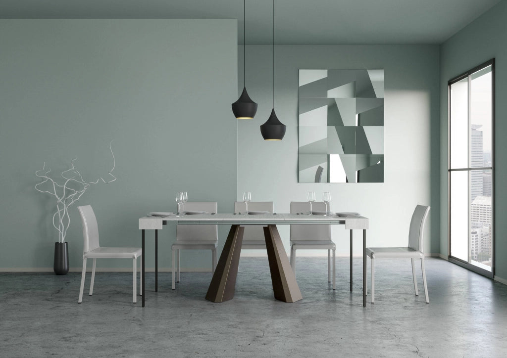 Consolle Allungabile in Legno e Ferro H77x40x90/300cm Diamante Bianco Frassino Orso Classica