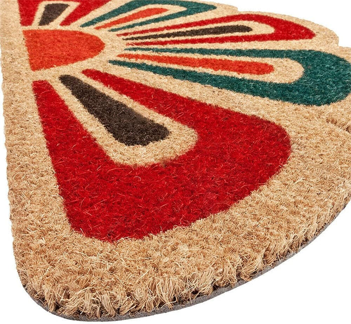 Zerbino Cocco Foglia Semiluna 40x80 cm Retro Antiscivolo RaschiaFango Ingresso Dis.B