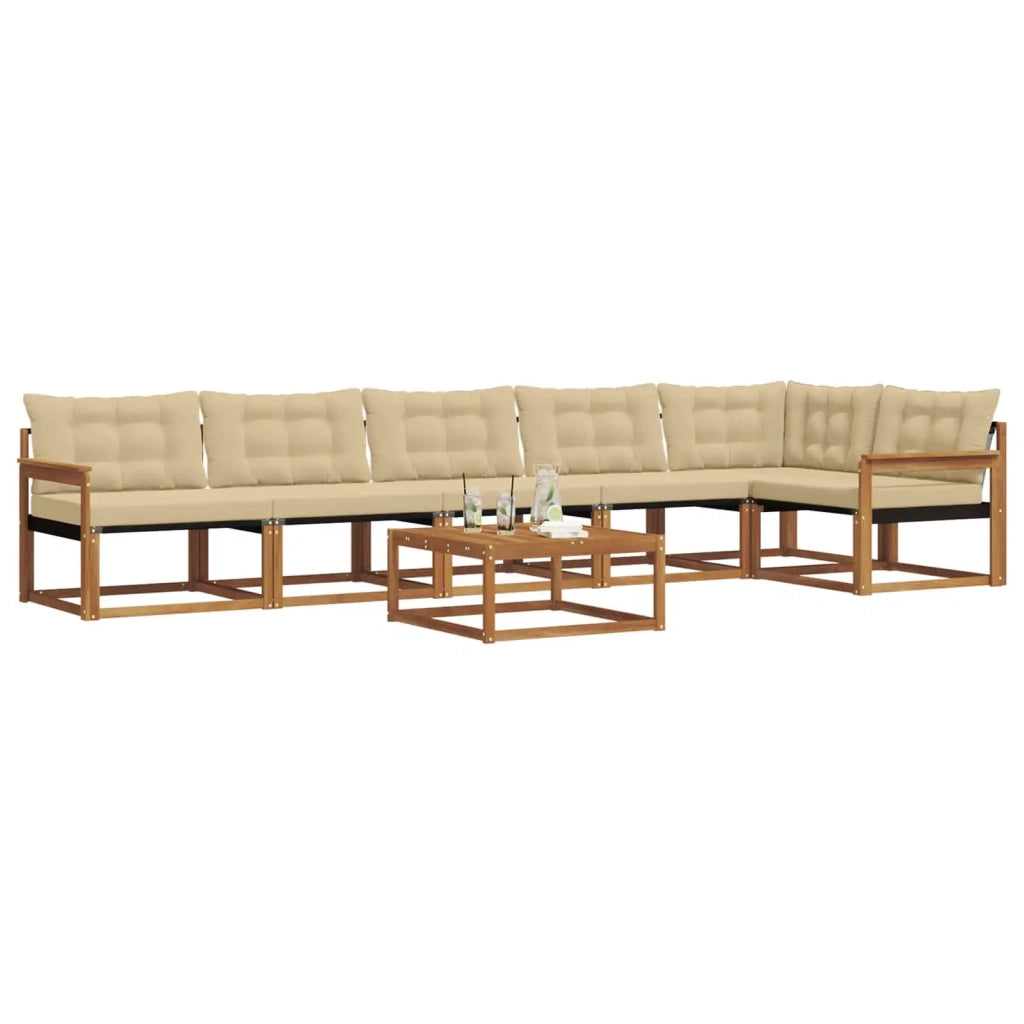 Set di divani da esterno con cuscino 7 pcs Naturale e Beige