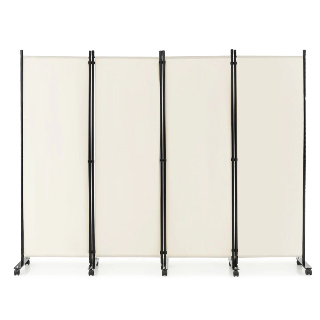 Paravento avvolgibile set da 1 225 x 30 x 173 cm facile da spostare design moderno metallo bianco 20_0020466