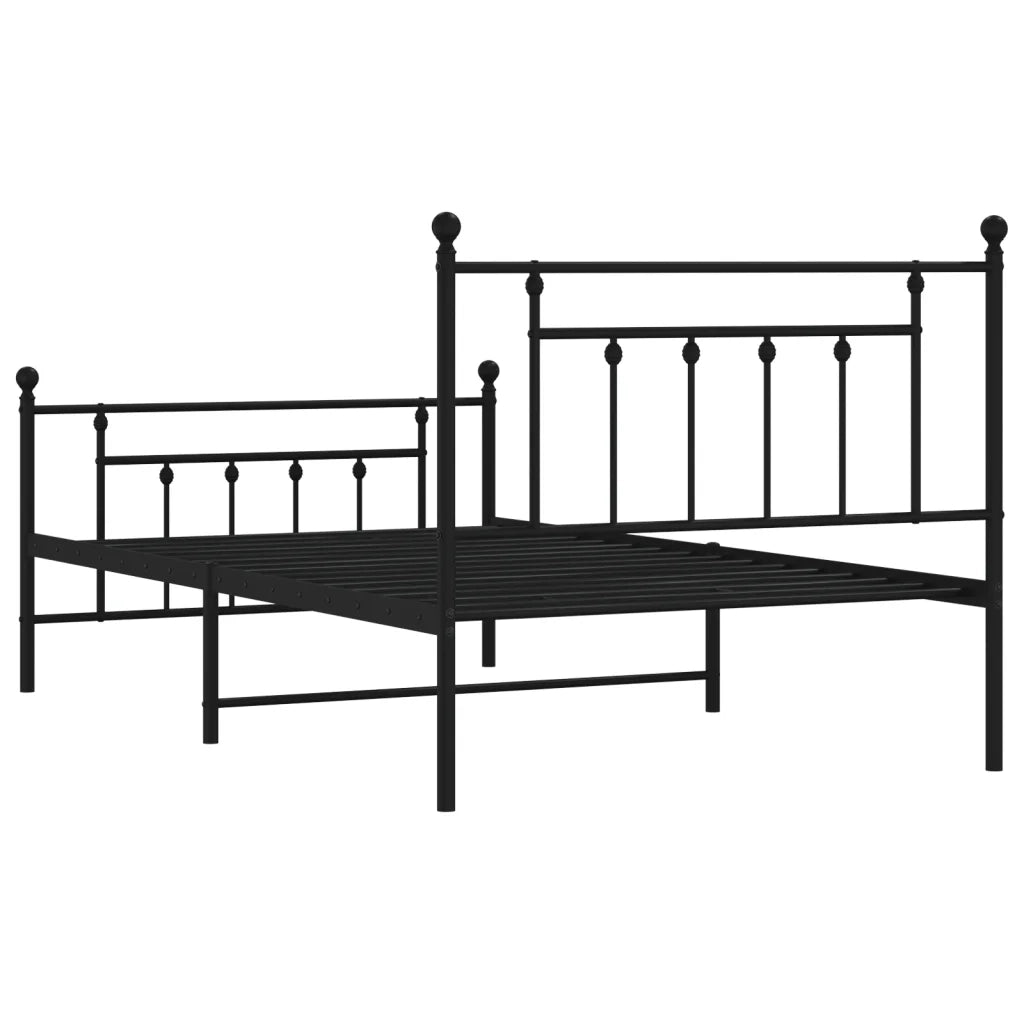 Giroletto con Testiera e Pediera-Struttura Letto Metallo Nero 107x203 cm 635903