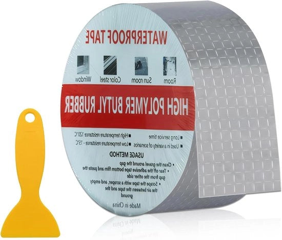 Tappo Butilico Acqua-Resistente - Tappo di Foli di Alluminio con Scrape - Riparazioni di Campers, Afdichtaggio di Finestre e Porte - Barche e Tubi - 2 pollici x 16 piedi