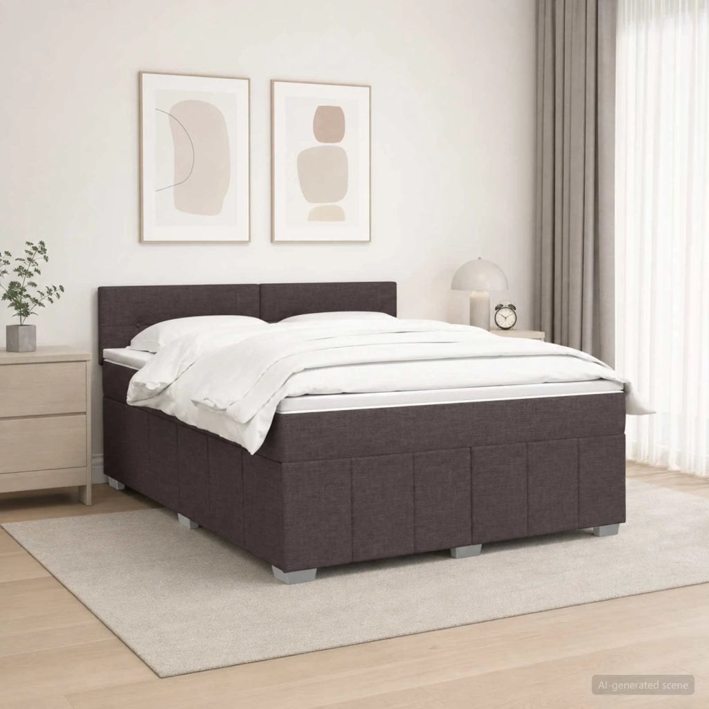 Letto Box Spring LED con Materasso Marrone Scuro 160 x 200 cm 3455643