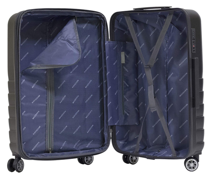 Set 3 Valigie Trolley Rigide in ABS 4 Ruote TSA Ravizzoni Titanio Grigie