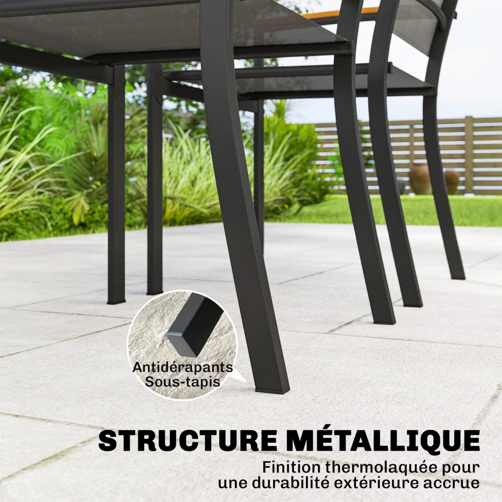 Sede da giardino impilabile ¨C zephmum ¨C grigio, metallo e tessuto, 56x62x89 cm