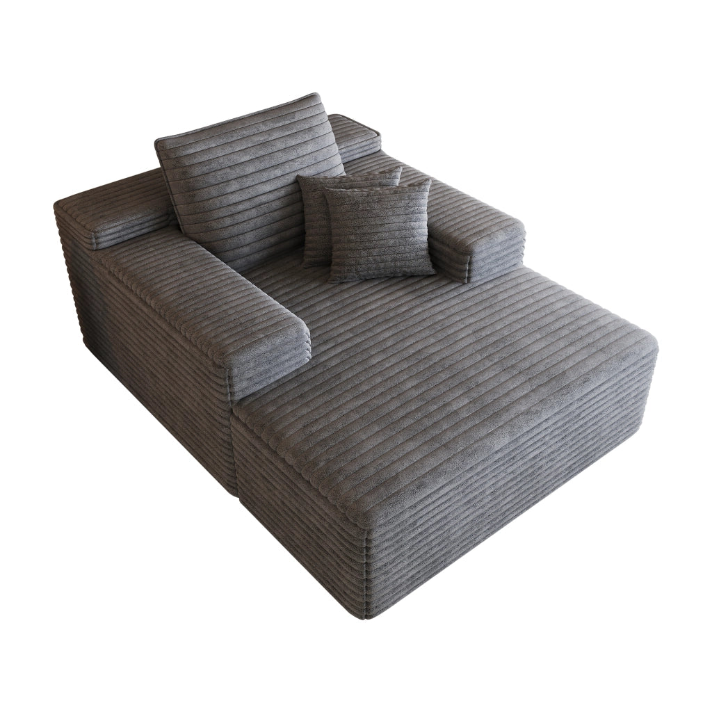 DIVANO in tessuto a coste, grigio scuro, senza montaggio
