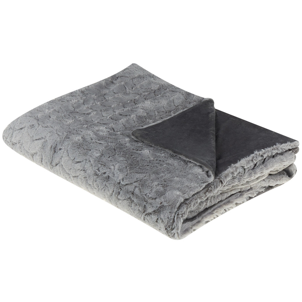 Coperta in poliestere grigio chiaro 150 x 220 cm copriletto decorativo in morbida pelliccia plaid