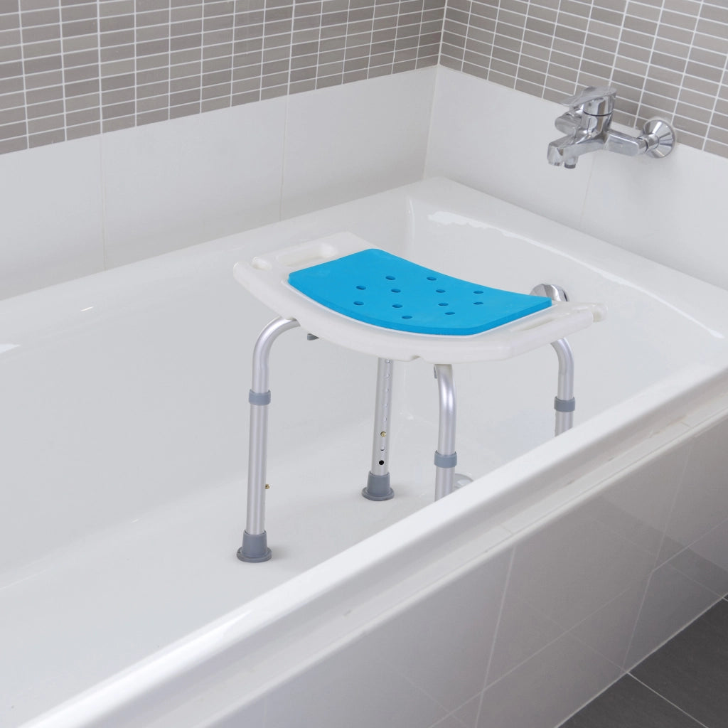 Sgabello da Doccia Regolabile Antiscivolo ¨C Zephmum ¨C Bianco Blu HDPE