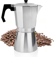 Macchina per caffè espresso 9 tazze Fusto di caffè in alluminio Macchina per mocha Fusto per mocha Caffettiera italiana con coperchio trasparente Non adatto per induzione 450 ml