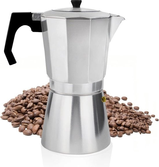 Macchina per caffè espresso 9 tazze Fusto di caffè in alluminio Macchina per mocha Fusto per mocha Caffettiera italiana con coperchio trasparente Non adatto per induzione 450 ml