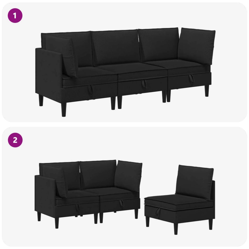 Set di mobili per il soggiorno 3 pcs Nero Tessuto 3413808