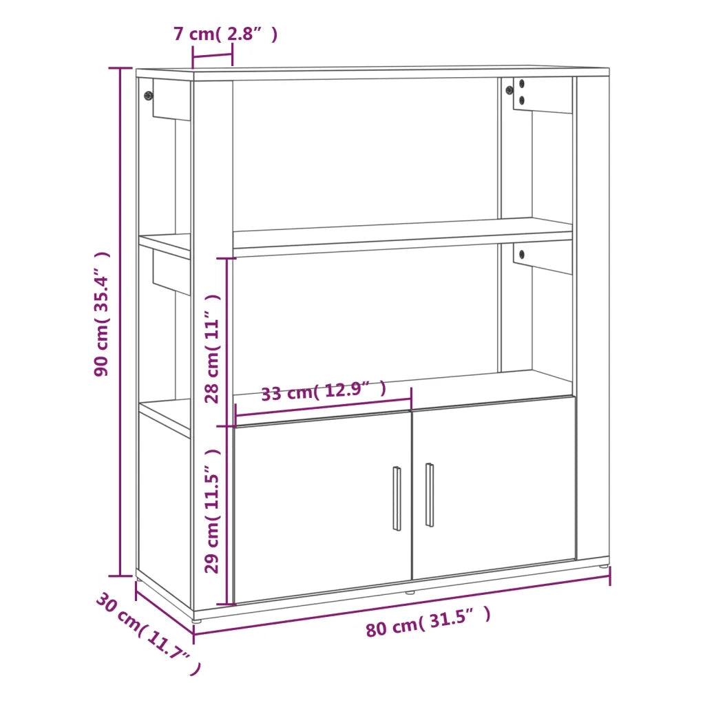 Credenza Grigio Sonoma 80x30x90 cm in Legno Multistrato 819466