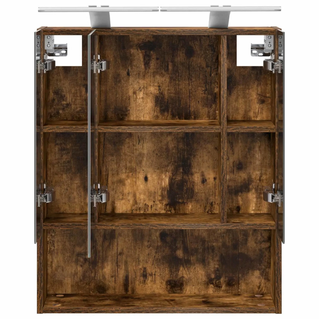 Mobiletto per specchio da bagno Rovere fumé 60 x 14.5 x 70 cm 889195