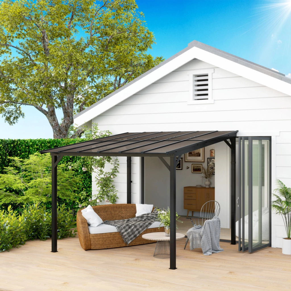 Pergola in metallo con tetto impermeabile ¨C zephmum ¨C 3x3 m, antracite, resistente al vento e ai raggi UV