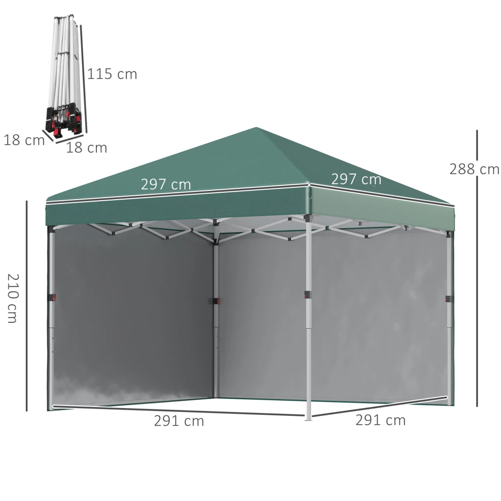 Tenda da giardino pieghevole 3x3 m con pareti laterali anti-UV ¨C zephmum ¨C Verde