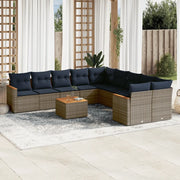 Set Divani da Giardino 11 pz con Cuscini Grigio in Polyrattan 3226362