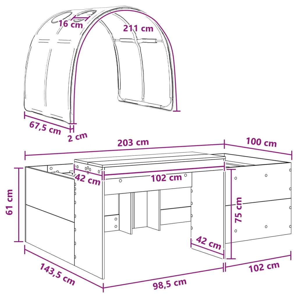 Letto con Tunnel 3 pz Rovere Sonoma e Azzurro 3423672
