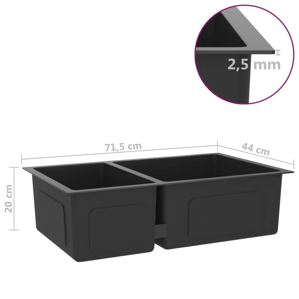 Lavello da cucina 62 x 36 x 51 cm acciaio inox nero 02_0002478