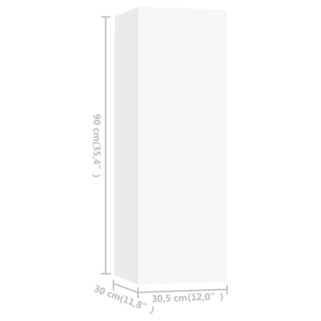 Mobili Porta TV 4 pz-Credenza per TV Bianchi 30,5x30x90 cm in Legno Multistrato