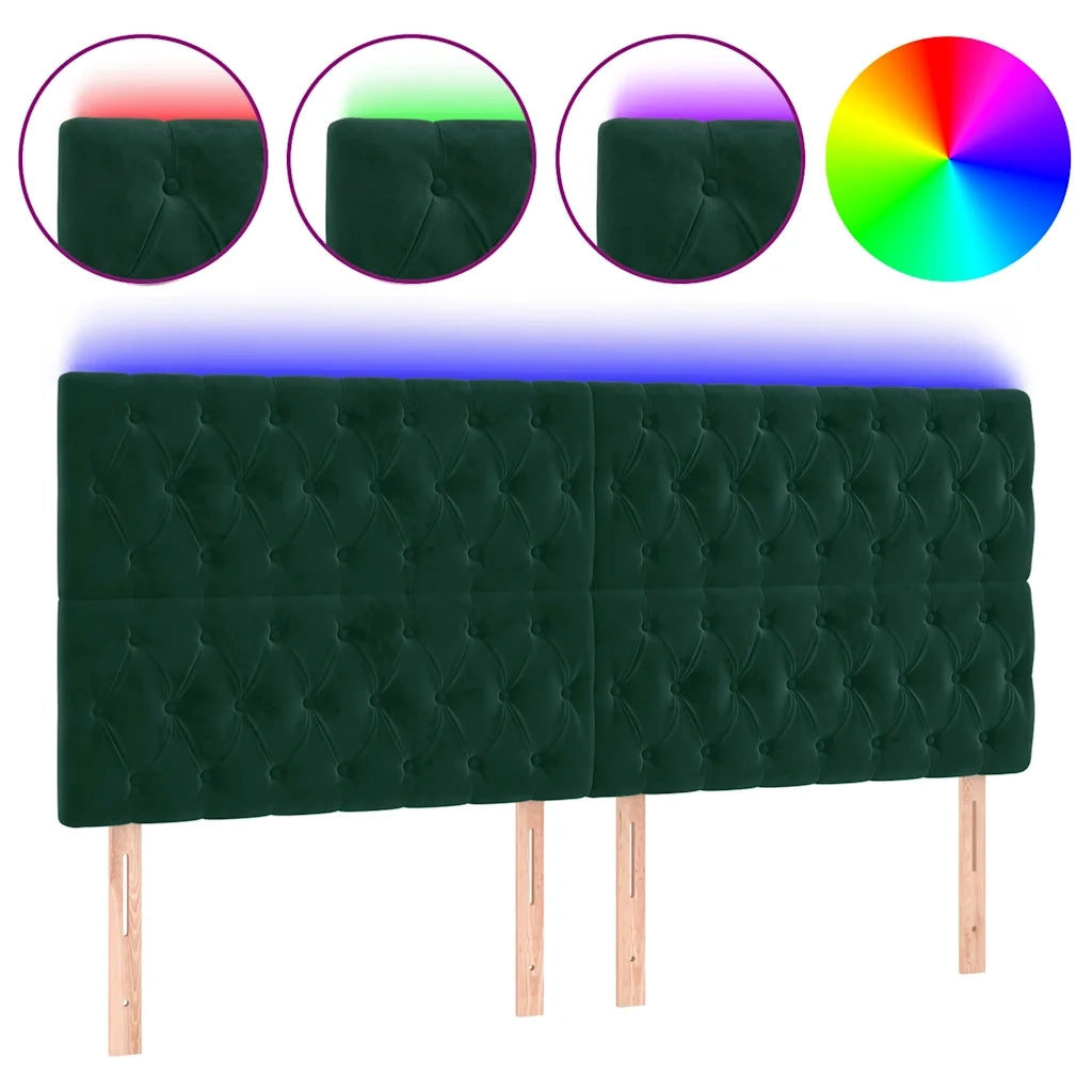 Testiera a LED verde Scuro 180x7x118/128 cm in Vellutocod mxl 97834