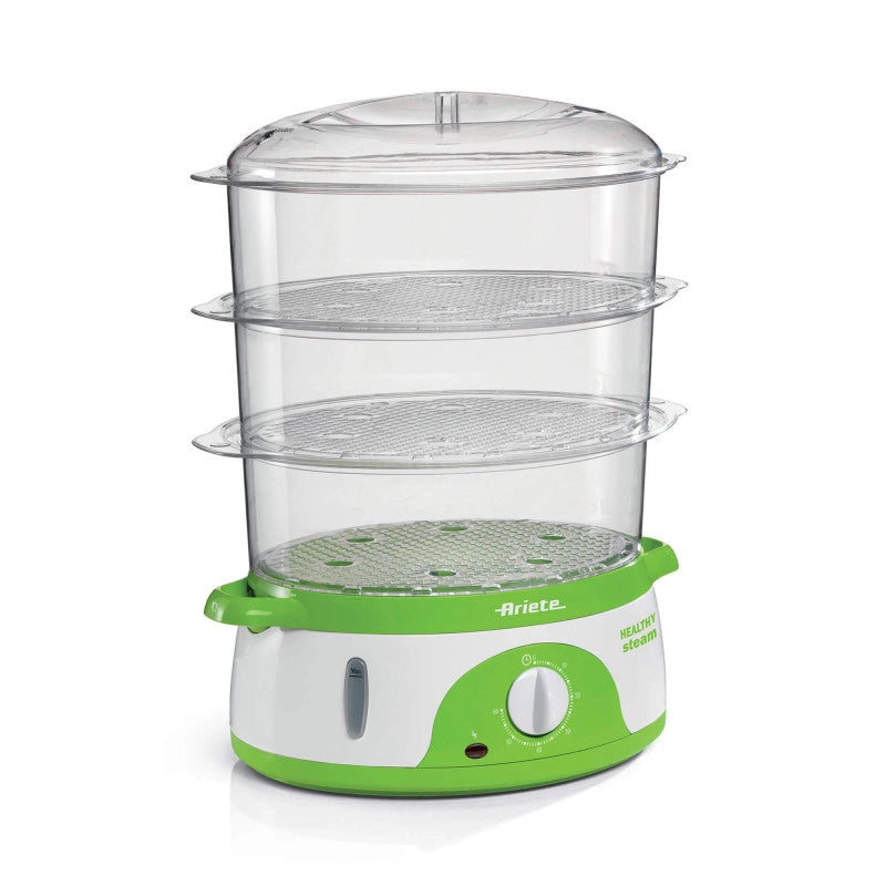 Vaporiera Elettrica - 3 Cestelli - Timer 60 Minuti - 800 Watt - 9 Litri