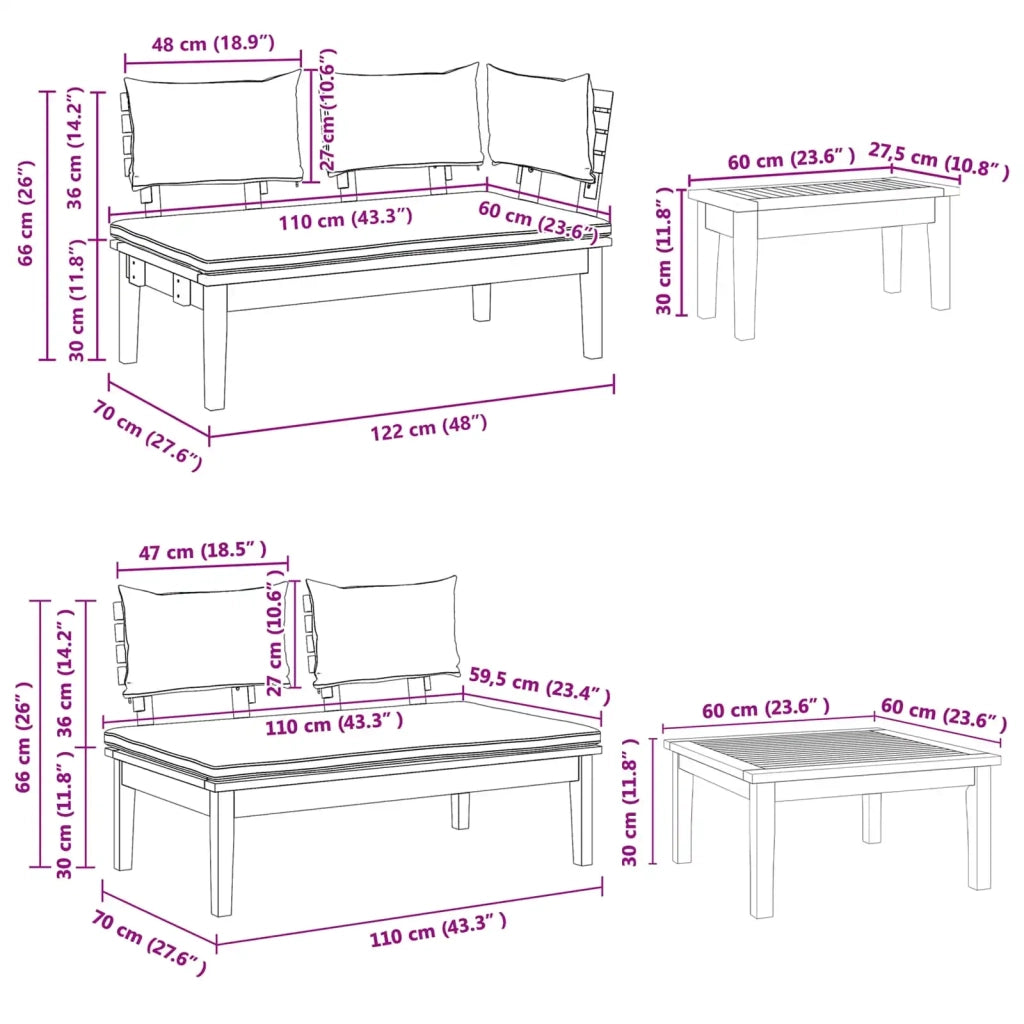 Set Divano da Giardino 4 pcs Marrone e Crema 3356876