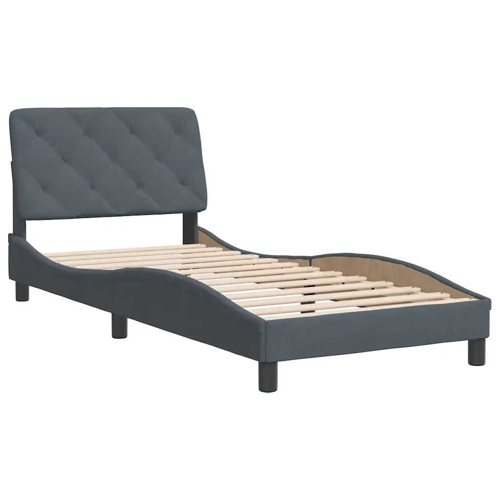 Giroletto senza Materasso Grigio Scuro 90x190 cm Velluto