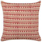 Cuscino decorativo cotone rosso e beige 45 x 45 cm motivo geometrico fatto a mano rivestimento sfoderabile con imbottitura boho style