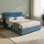 Letto Matrimoniale Briatico, Letto Matrimoniale Materasso Incluso Made in Italy, blu
