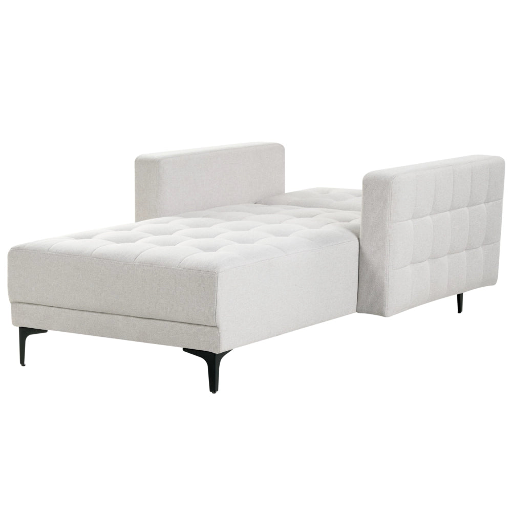 Chaise longue in tessuto trapuntato grigio chiaro Soggiorno moderno Divano reclinabile Gambe dorate Bracci a binario