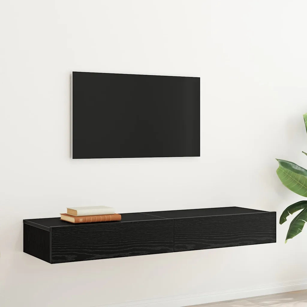 Mobili Porta TV con Luci a LED 2 pz Rovere Nero 60x35x15,5 cm 862033