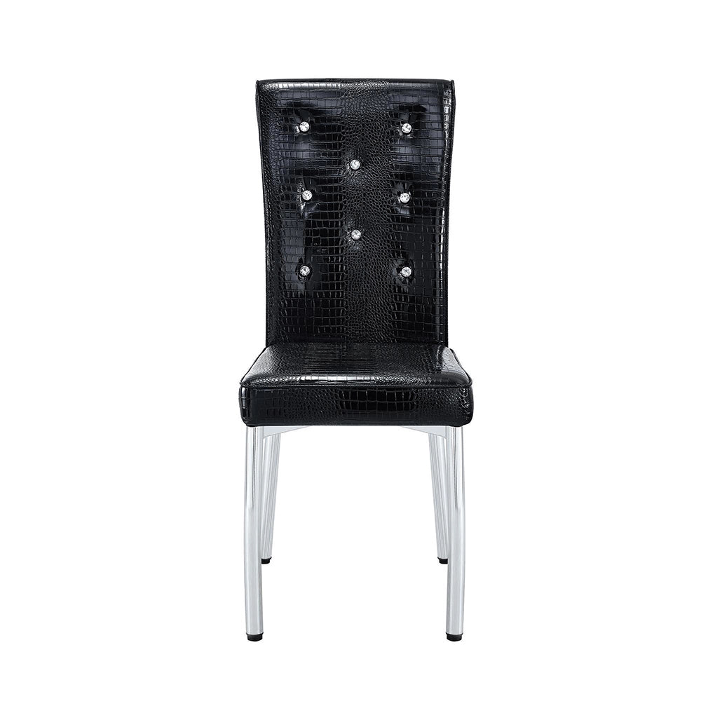 Sedia da pranzo imbottita in pelle di alligatore - Xylo - Design retr¨° con fibbia in cristallo
