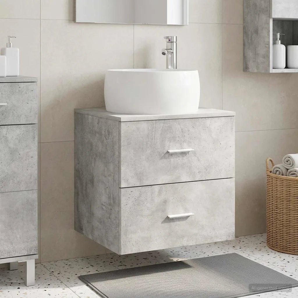 Mobile Lavabo da Parete Grigio Cemento 49,5 x 44,5 x 66 cm 890313