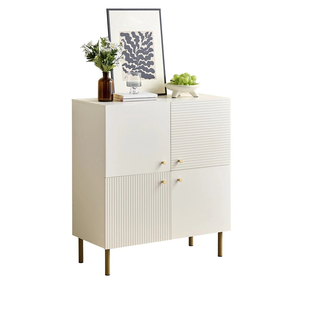 Credenza Moderna ¨C Xylo ¨C Bianco MDF, Gambe in Metallo, Maniglie in Lega Zinco