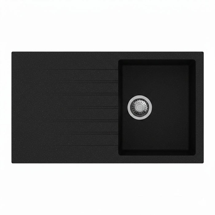 Lavello 86 cm da incasso in sintetico effetto granito una vasca - Nero