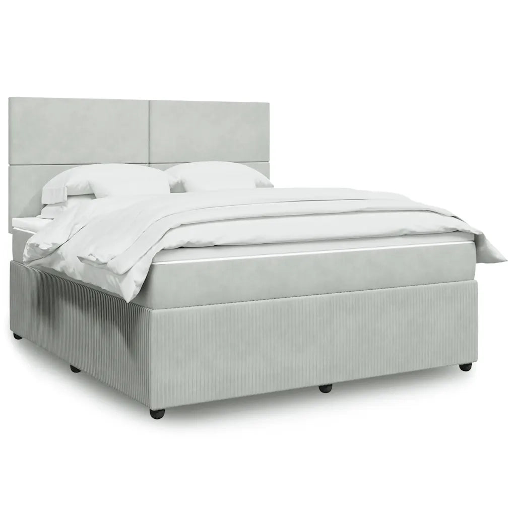 Giroletto a Molle con Materasso Grigio Chiaro 180x200cm Velluto 3292400