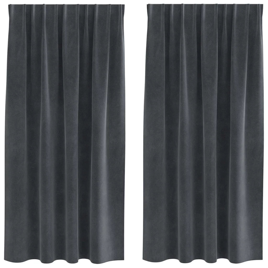 Tende Oscuranti | Tende Blackout 2 pz Grigio chiaro 140 x 175 cm Velluto