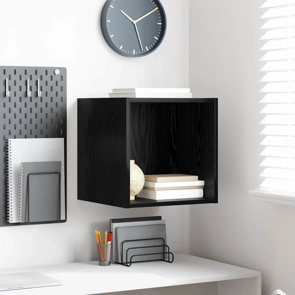 Armadietto a Muro | Mobile a Parete Rovere Nero 37 x 37 x 37 cm Legno multistrato