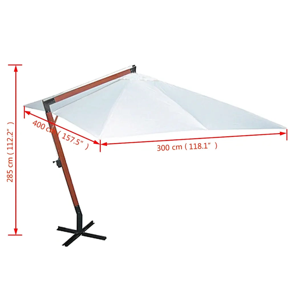 Ombrellone-Ombrello da giardino 300 x 400 cm Bianco