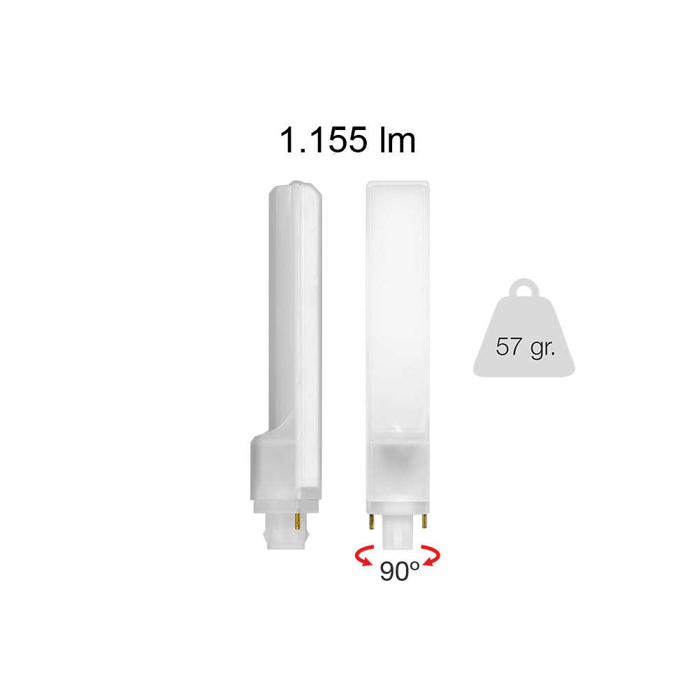 Lampadina LED Cala - G24 2-Pin 10W (Equivalente 100W alogeno) 1155Lm Uniform-Line 3000K Beneito Faure