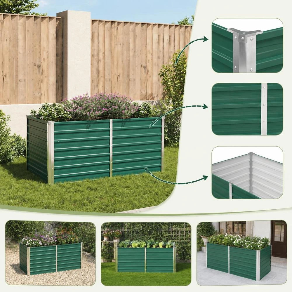 Raised Bed 160 X 80 X 77 Cm Galvanized Steel Green