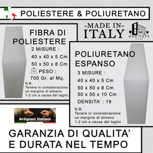 Set 4 Imbottitura Cuscini 40x40x5, Inserto Cuscino Poliestere per Cuscini Sedie Cucina o Esterno, Cuscino Personalizzato, Made in Italy (4, Poliestere 40 cm)