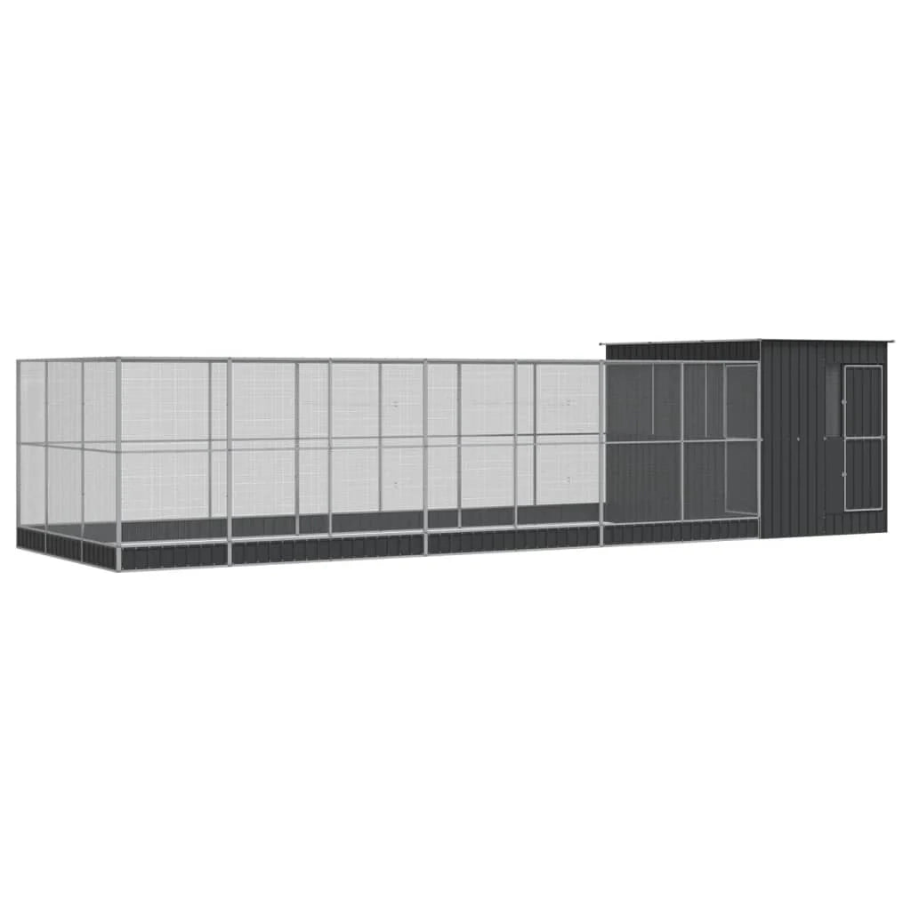 Voliera a gabbia con estensione in argento 911 x 303 x 216 cm acciaio argento 02_0045667