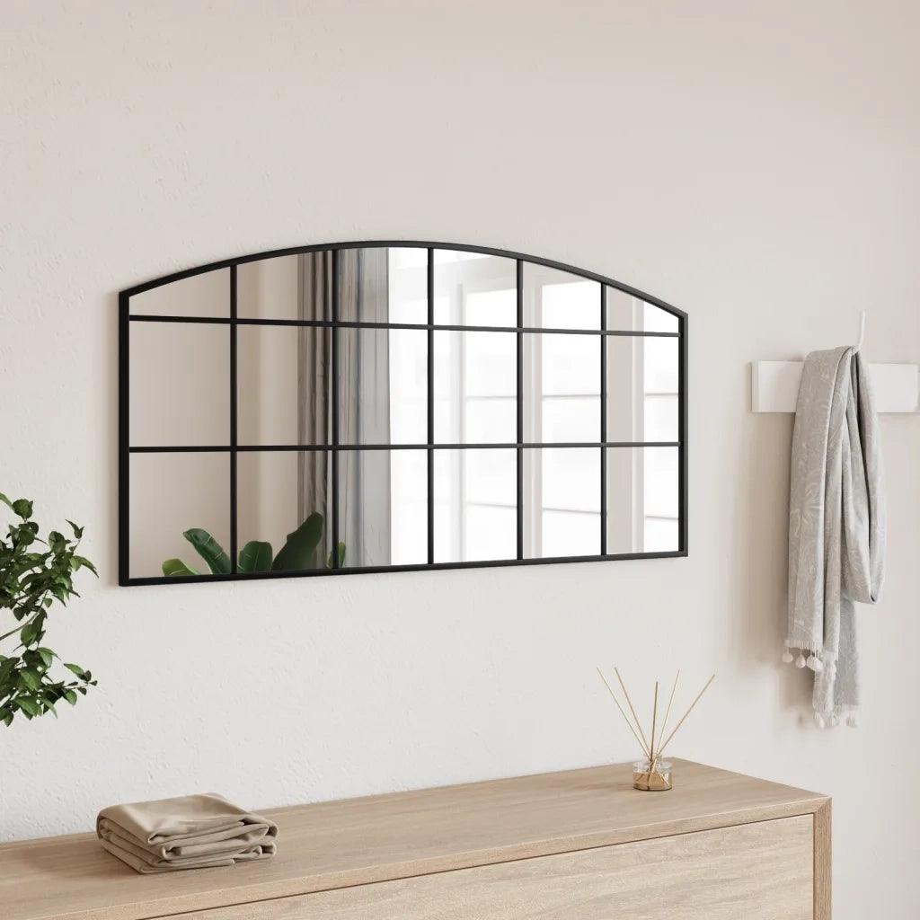 Specchio da Parete | Specchio decorativo Nero 100x50 cm Arco in Ferro