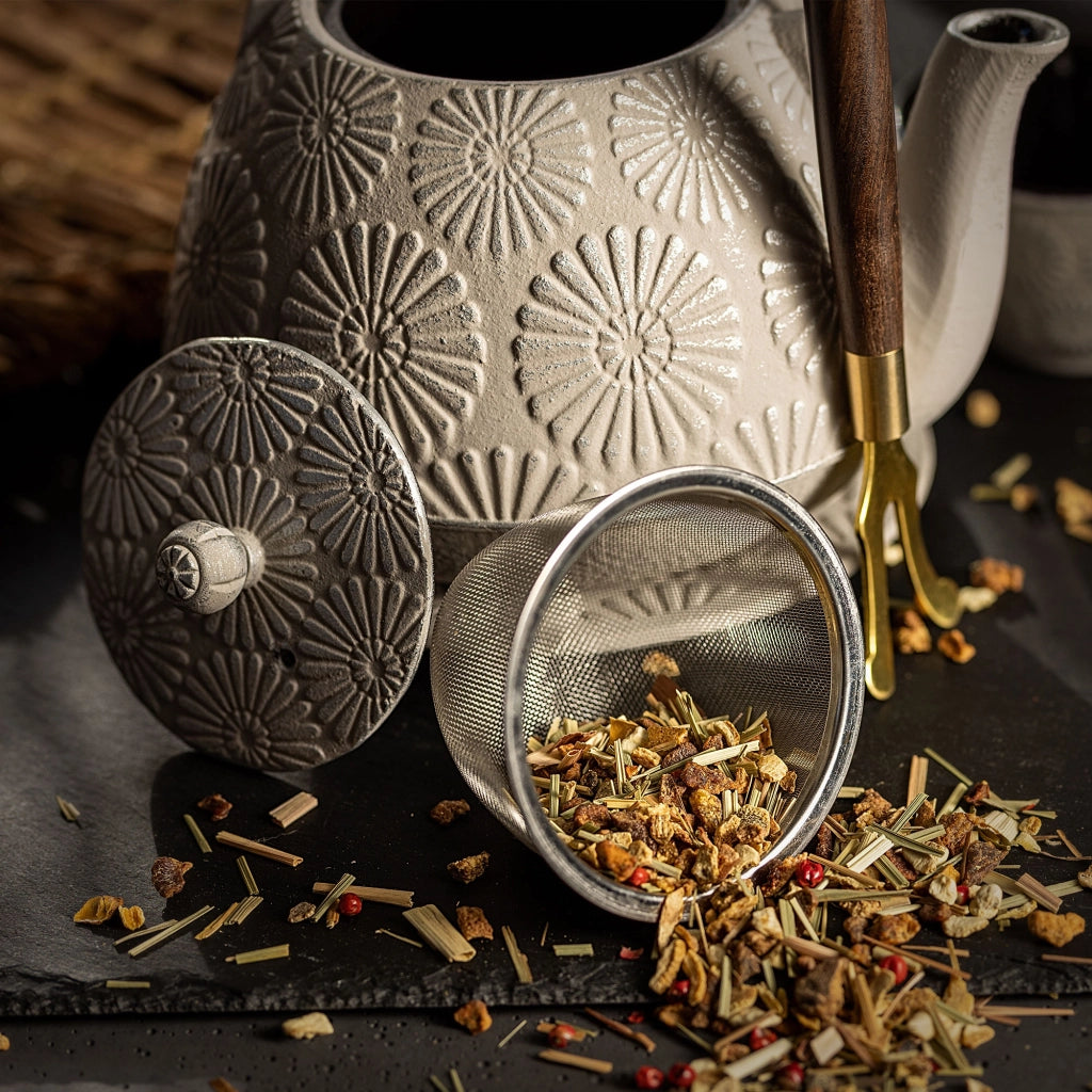 Teiera/Brocca in ghisa KADAX, ideale per tisane, 1100 ml, 4 tazze, colore grigio.