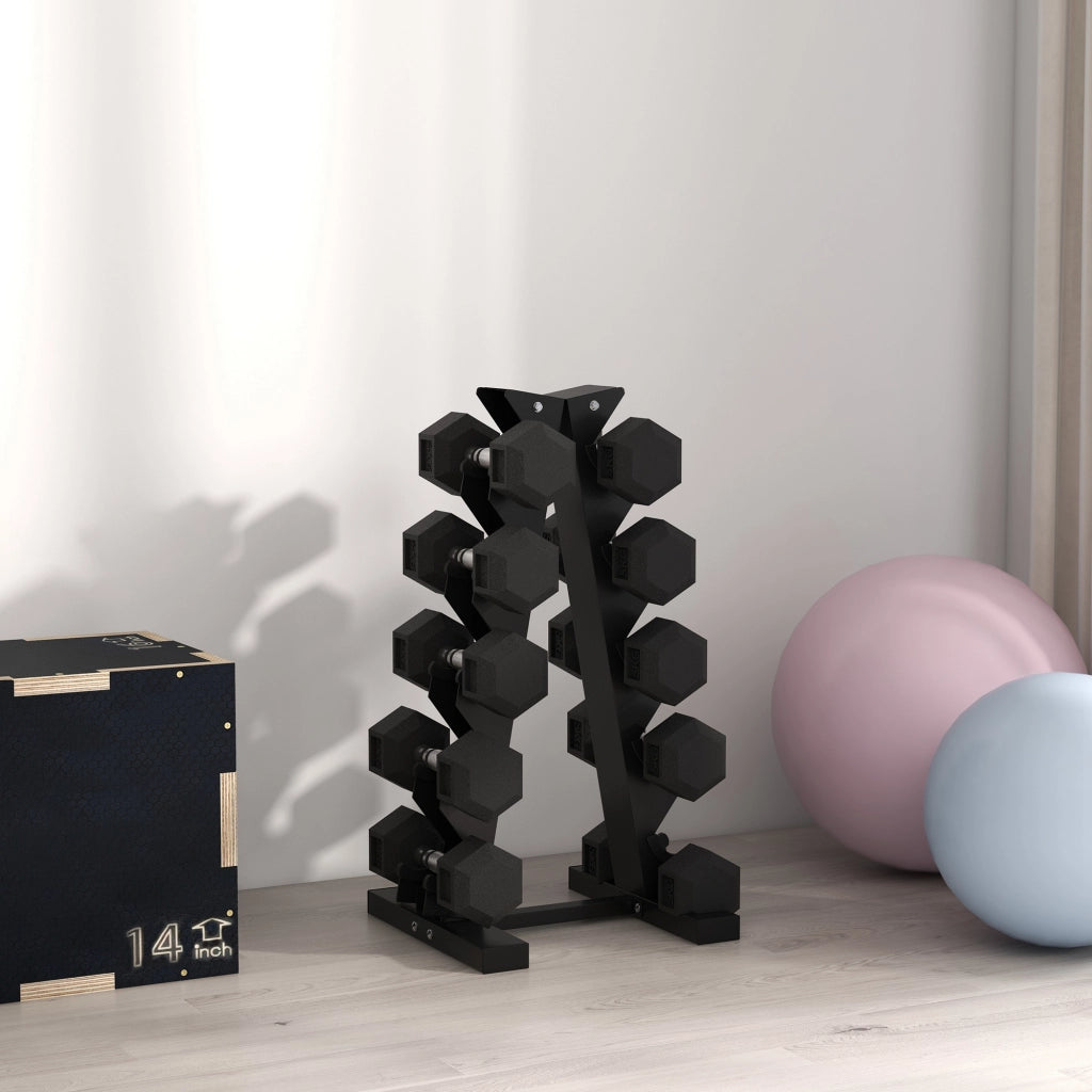 Set di 2 Manubri Esagonali da 4 kg con Presa Antiscivolo e Rivestimento in Gomma Nero
