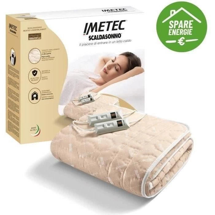 Coprimaterasso Riscaldato - Imetec - Scaldaletto per Letto Matrimoniale 150 x 137 cm - 2 Comandi con 2 Temperature - Lavabile